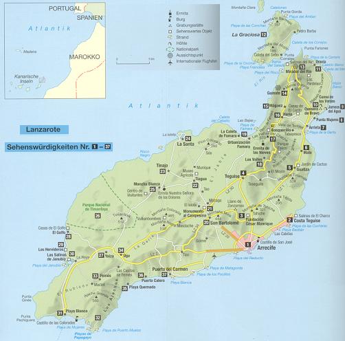Inselkarte von Lanzarote